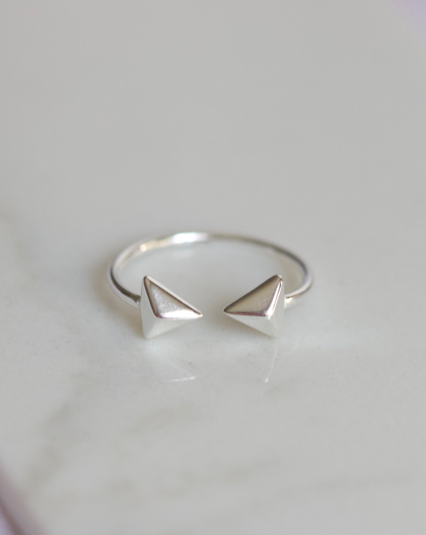 Pyramids open band ring