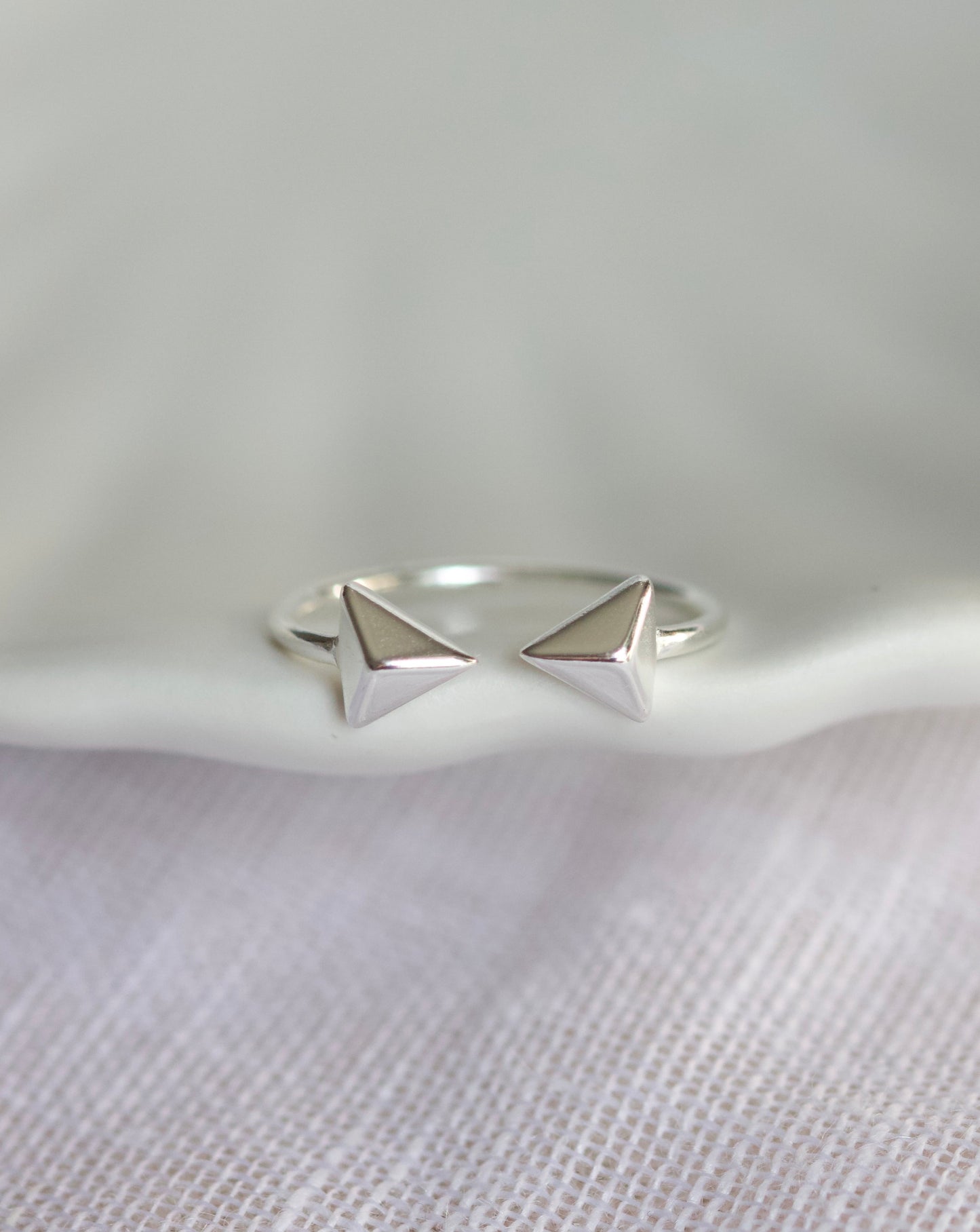 Pyramids open band ring