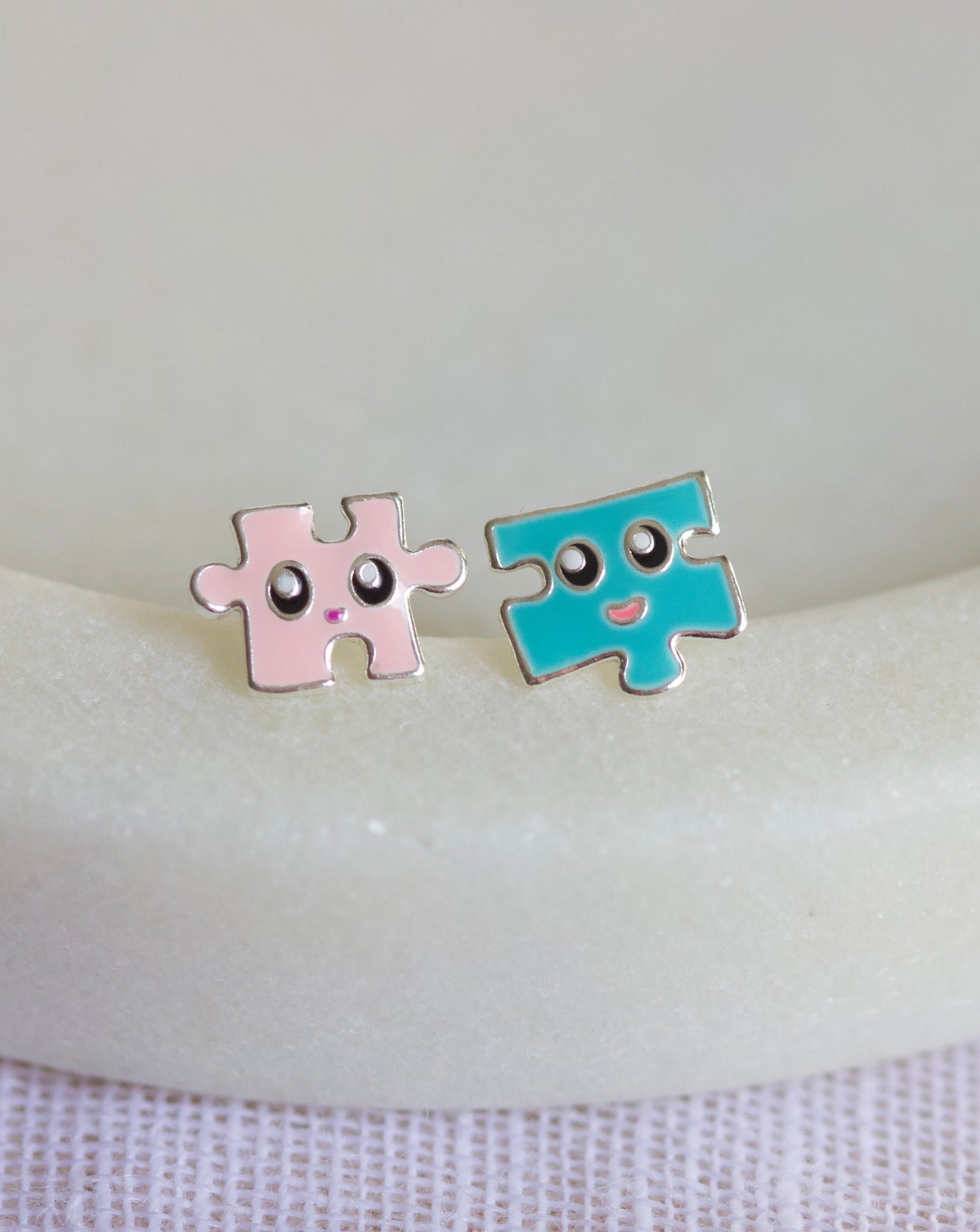 Puzzle piece stud earring
