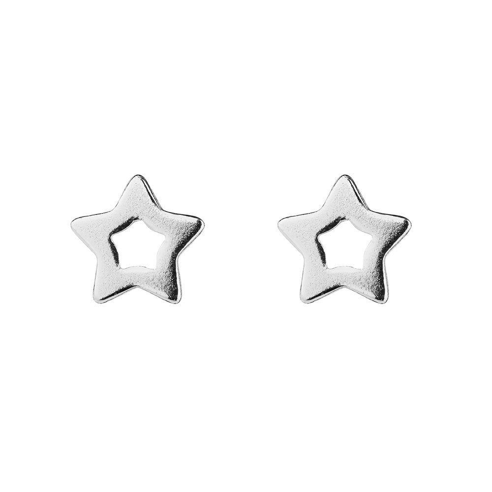 Open star stud sterling silver earrings