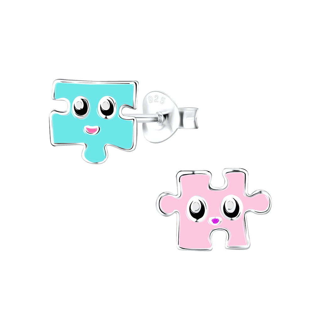 Puzzle piece stud earring