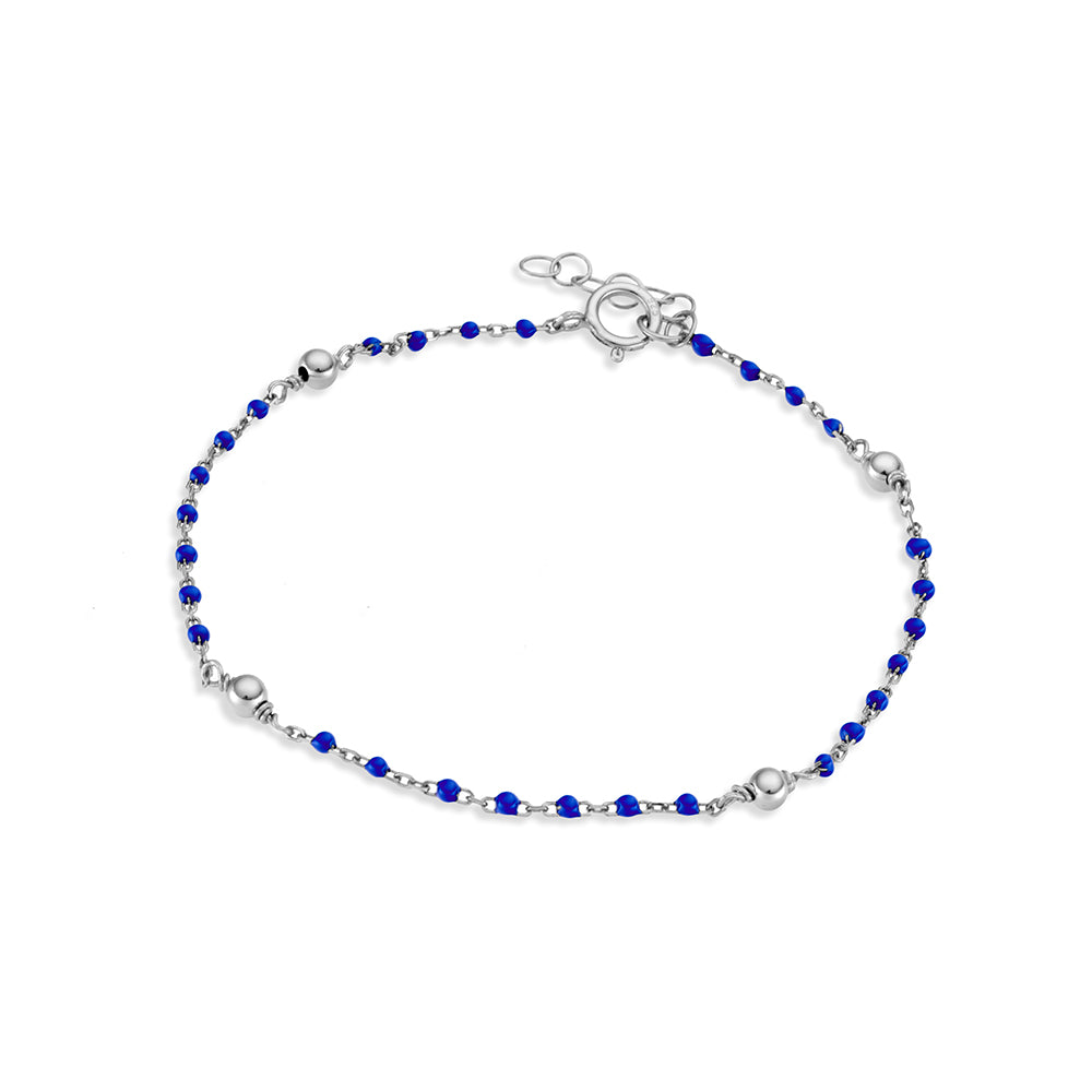Beaded bracelet with dark blue details 925 sterling silver