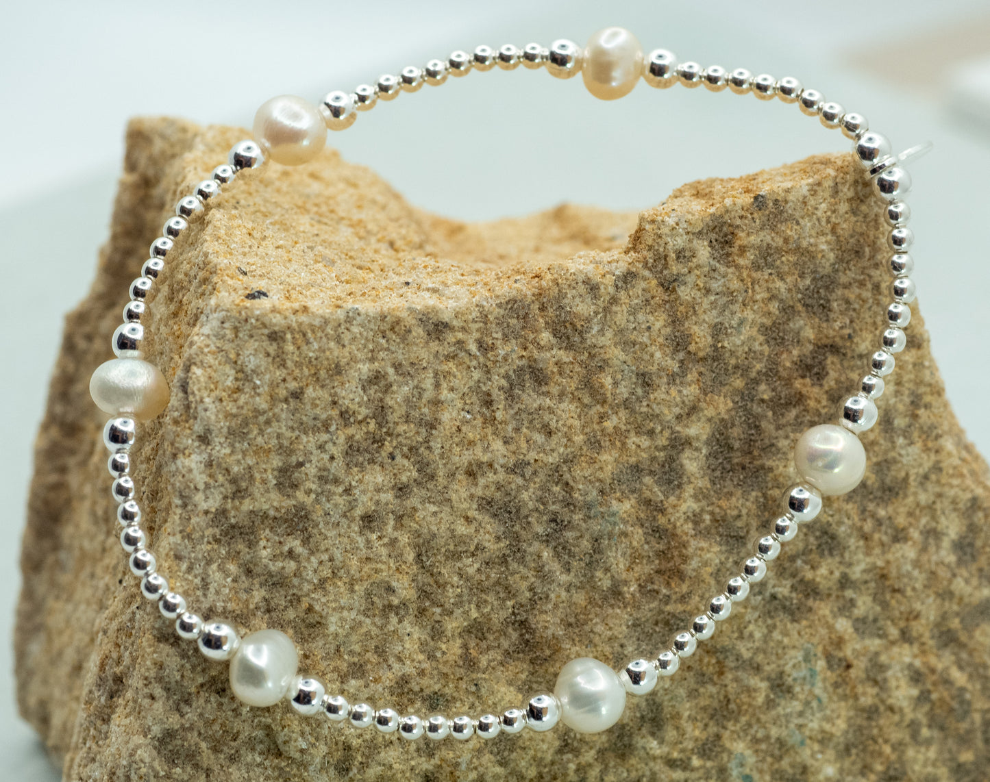 Bracelet elastic with pearl 925 sterling silver