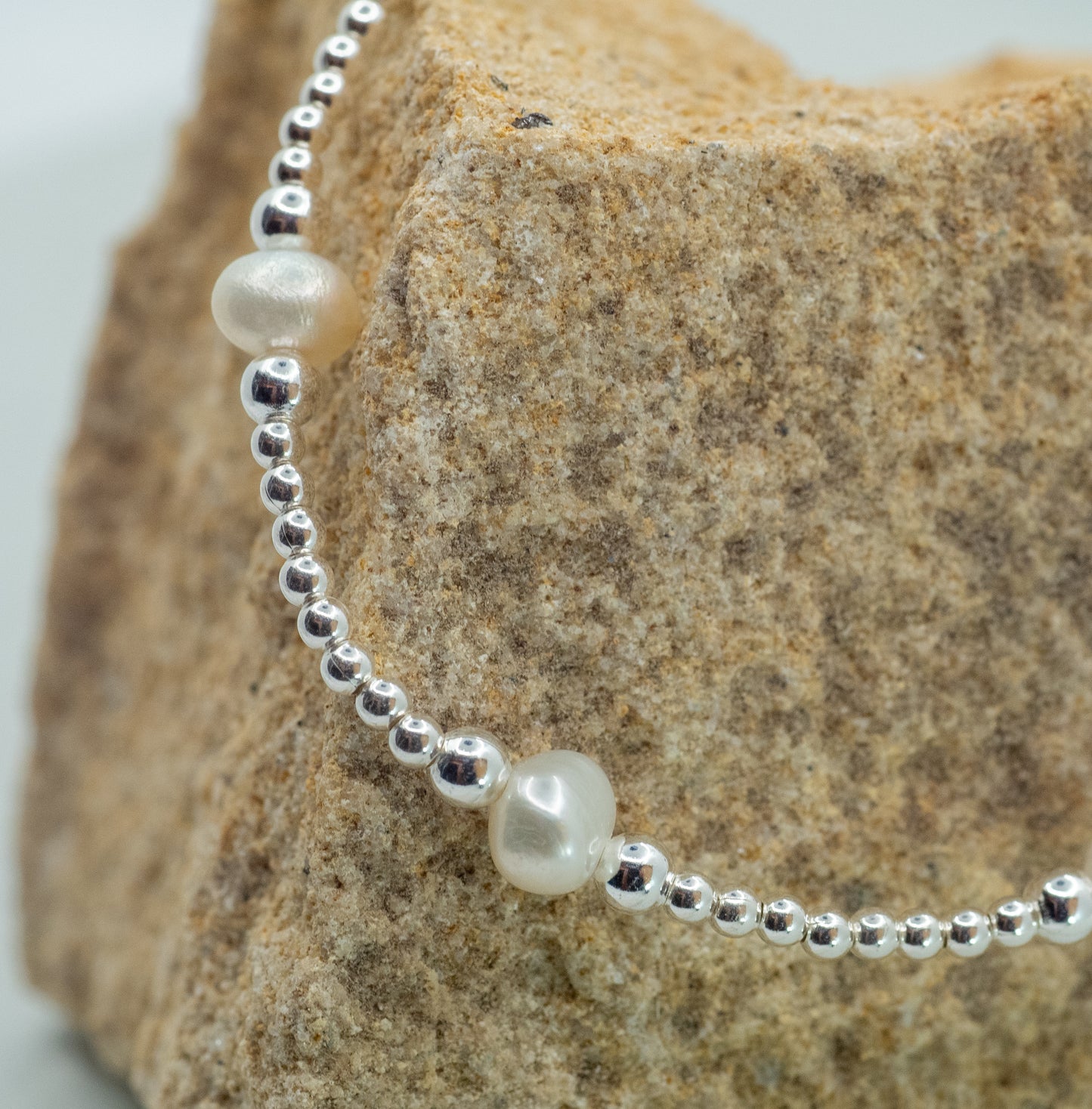 Bracelet elastic with pearl 925 sterling silver