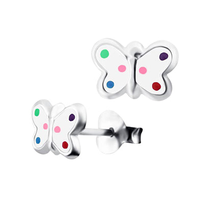 Enamel polka dot butterfly studs