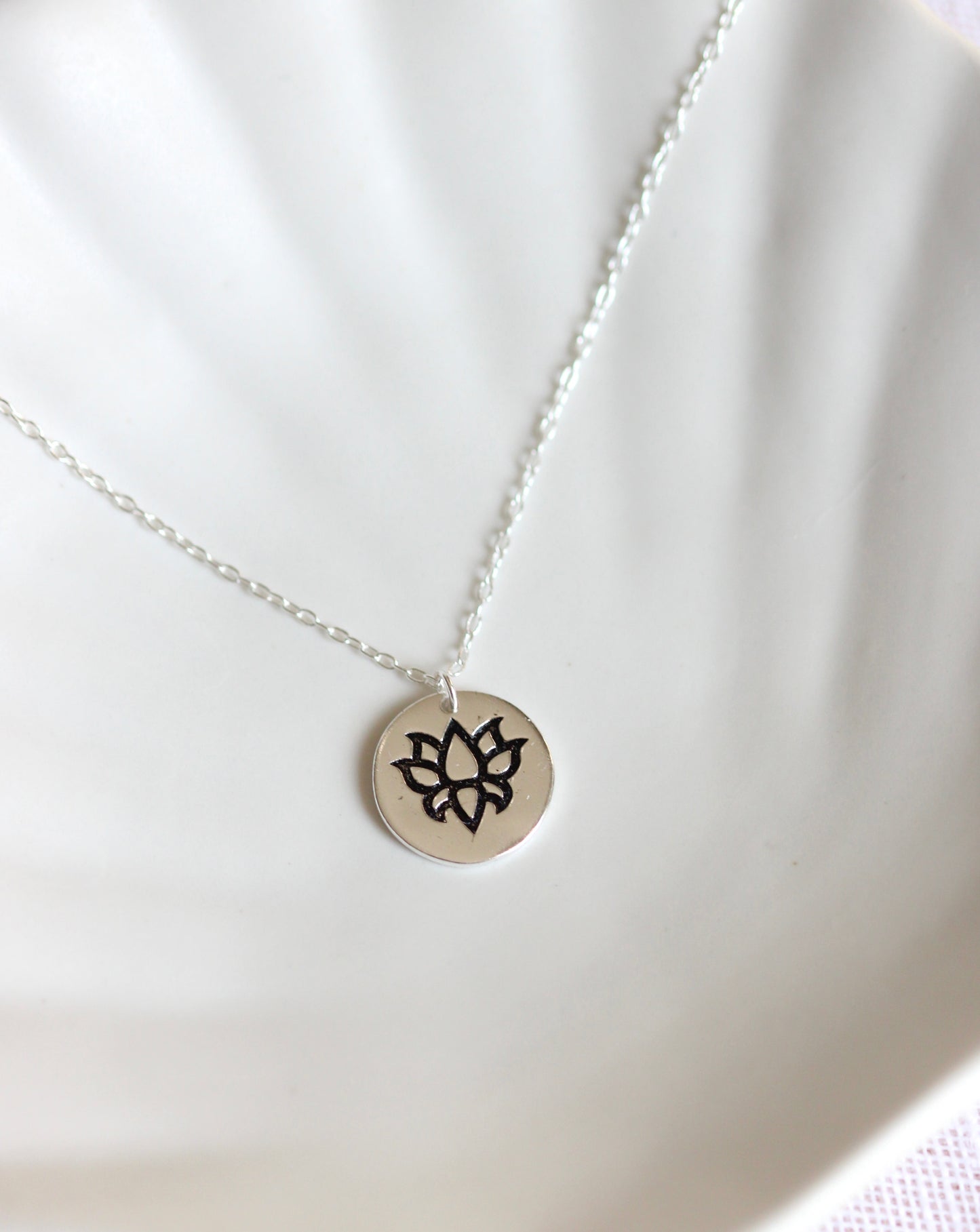 Lotus flower silver necklace