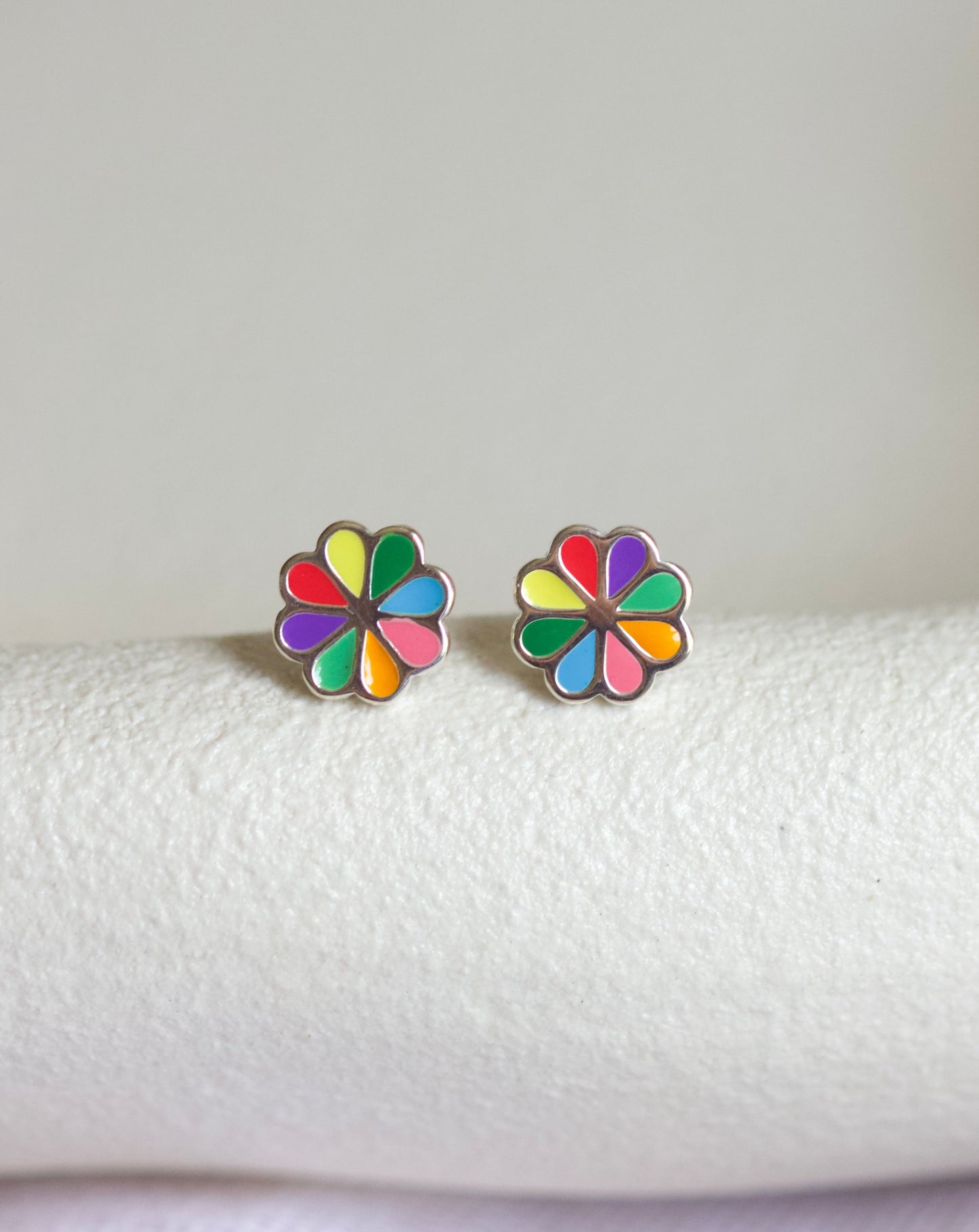 Multi coloured enamel tiny flower studs