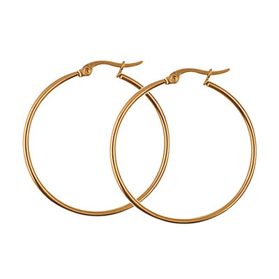 Round hoops gold ion plated