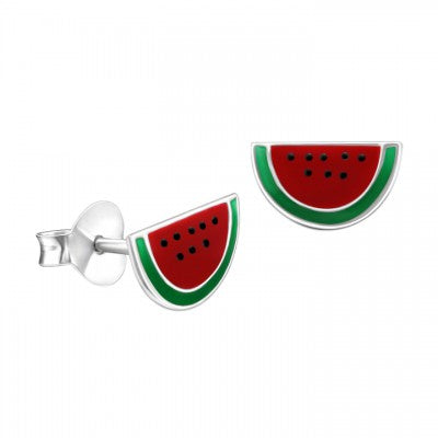 Watermelon enamel studs sterling silver