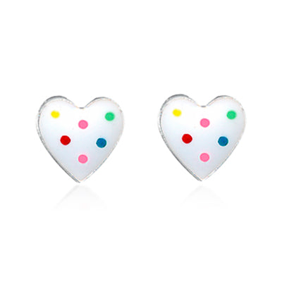 Polka Dot Heart Studs