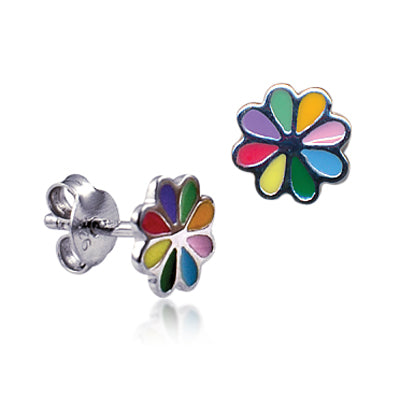 Multi coloured enamel tiny flower studs