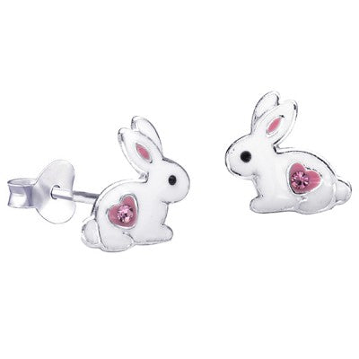 Bunny with pink heart studs